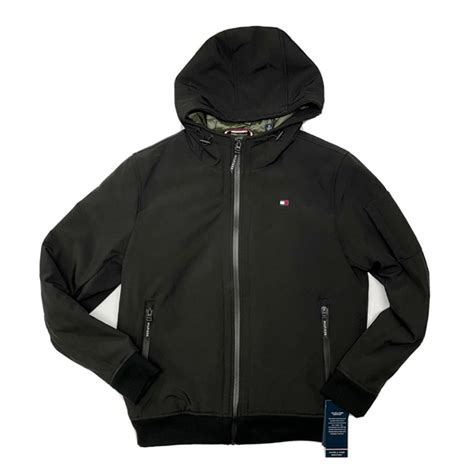 tommy hilfiger 3 layer fabric jacket water resistant|tommy hilfiger bomber jacket men's.